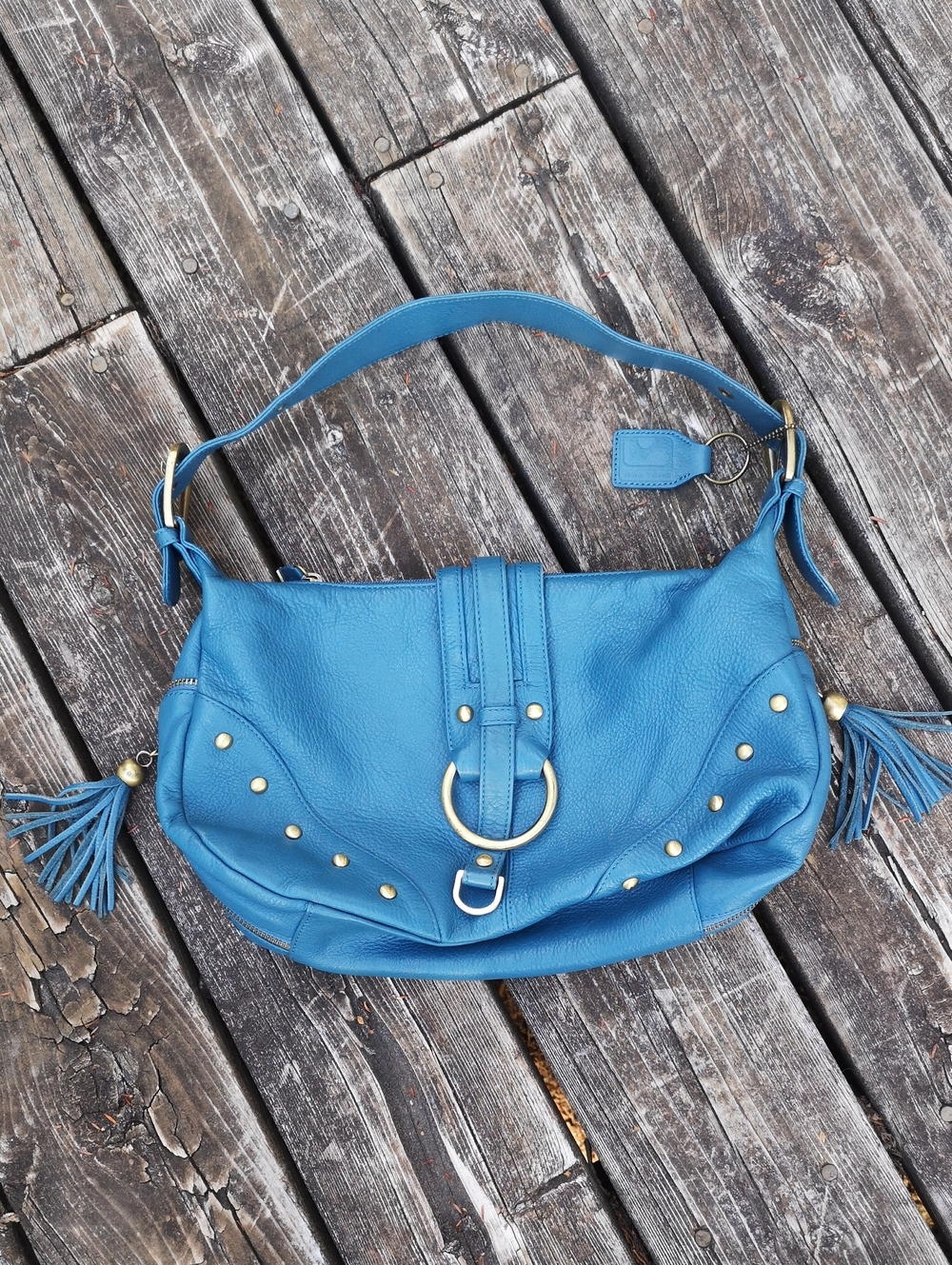 Funky Soprano blue leather shoulder bag